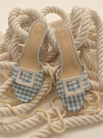 For Love & Lemons Eloise Gingham Buckle Mule
