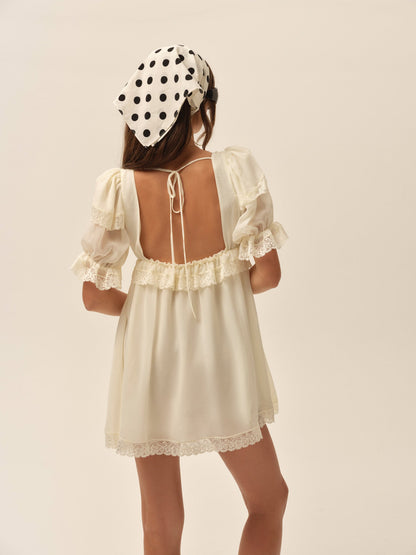 For Love & Lemons Juniper Puff Sleeve Mini Dress