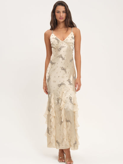 For Love & Lemons Elea Beaded Maxi Dress