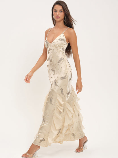 For Love & Lemons Elea Beaded Maxi Dress