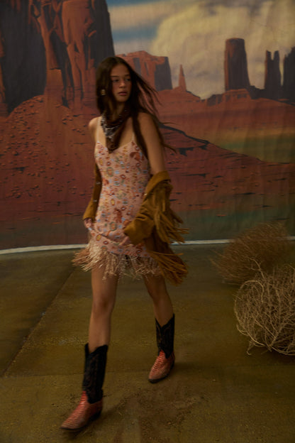 For Love & Lemons Giddy Up Beaded Mini Dress