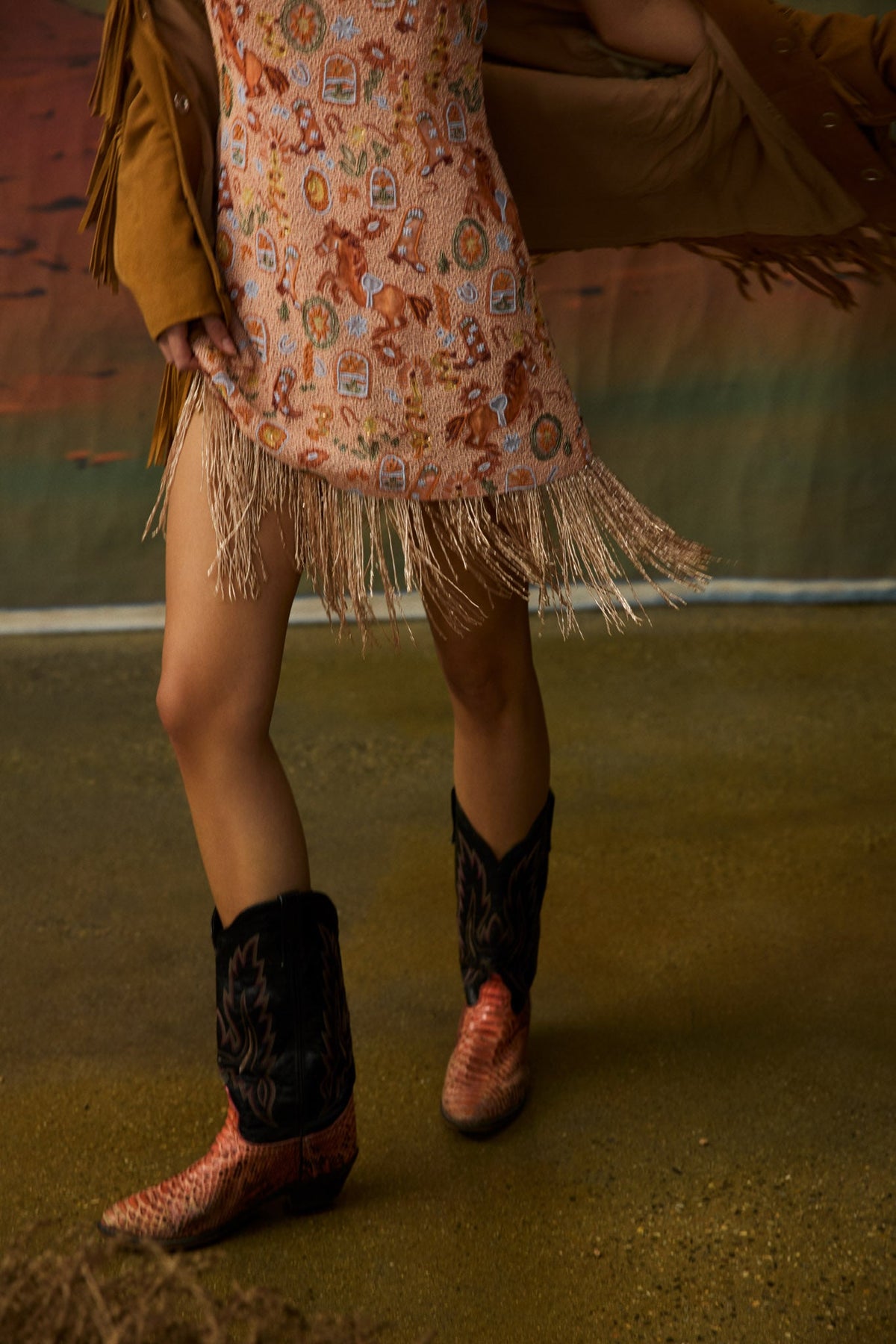 For Love & Lemons Giddy Up Beaded Mini Dress