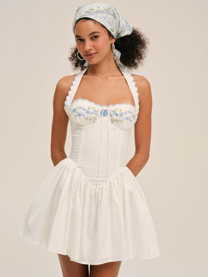 For Love & Lemons Tea Time Poplin Bustier Mini Dress