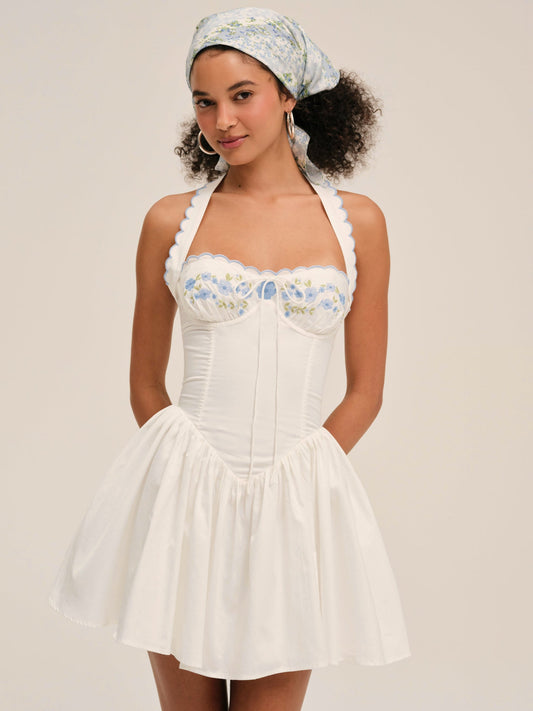 For Love & Lemons Tea Time Poplin Bustier Mini Dress