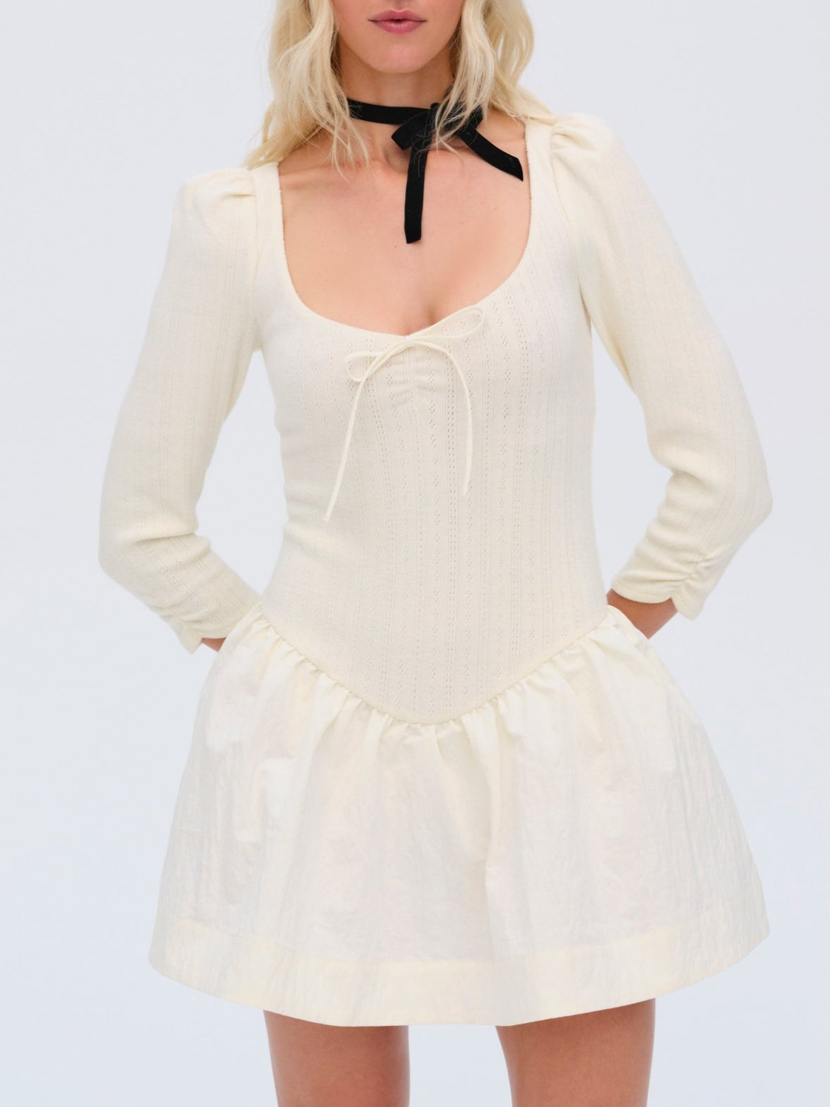 For Love & Lemons Aliyah Pointelle Mini Dress