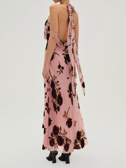 For Love & Lemons Rose Velvet Maxi Dress