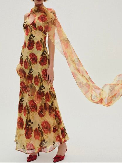 For Love & Lemons Floral Stems Maxi Dress