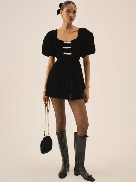 For Love & Lemons Marta Velvet Mini Dress
