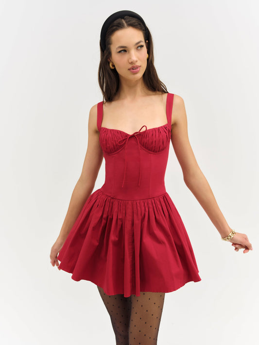 For Love & Lemons Helena Poplin Bustier Mini Dress