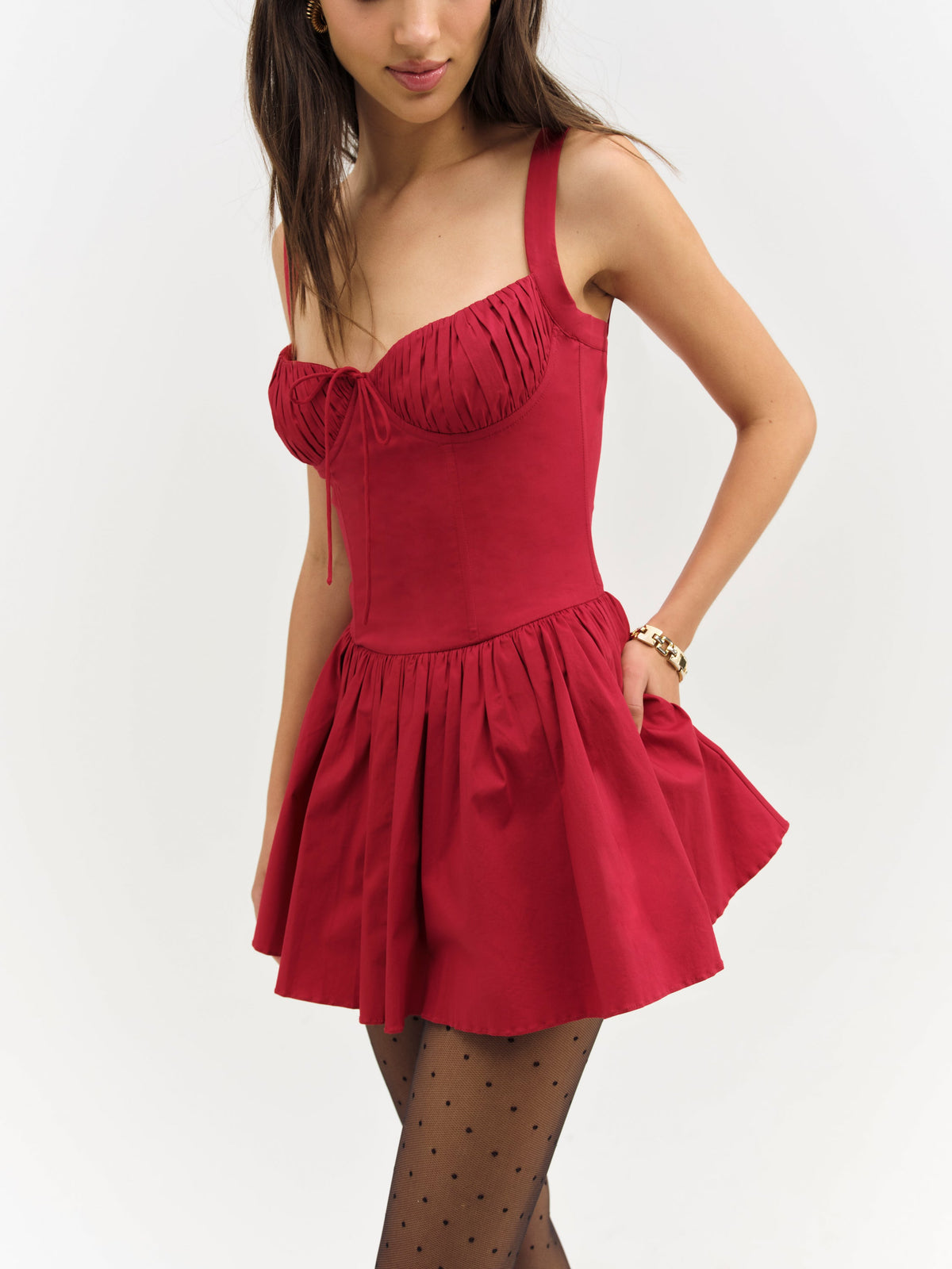 For Love & Lemons Helena Poplin Bustier Mini Dress