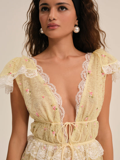 For Love & Lemons Poppy Lace Mini Dress