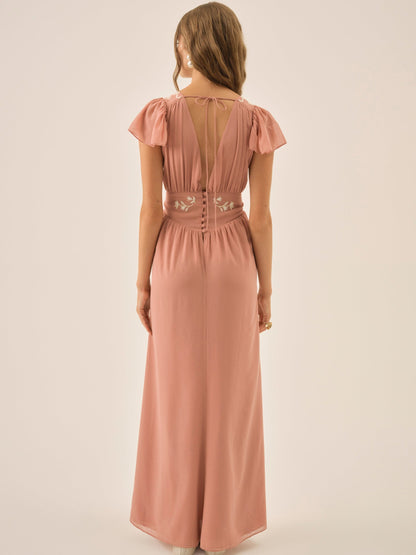 For Love & Lemons Emmie Chiffon Maxi Dress