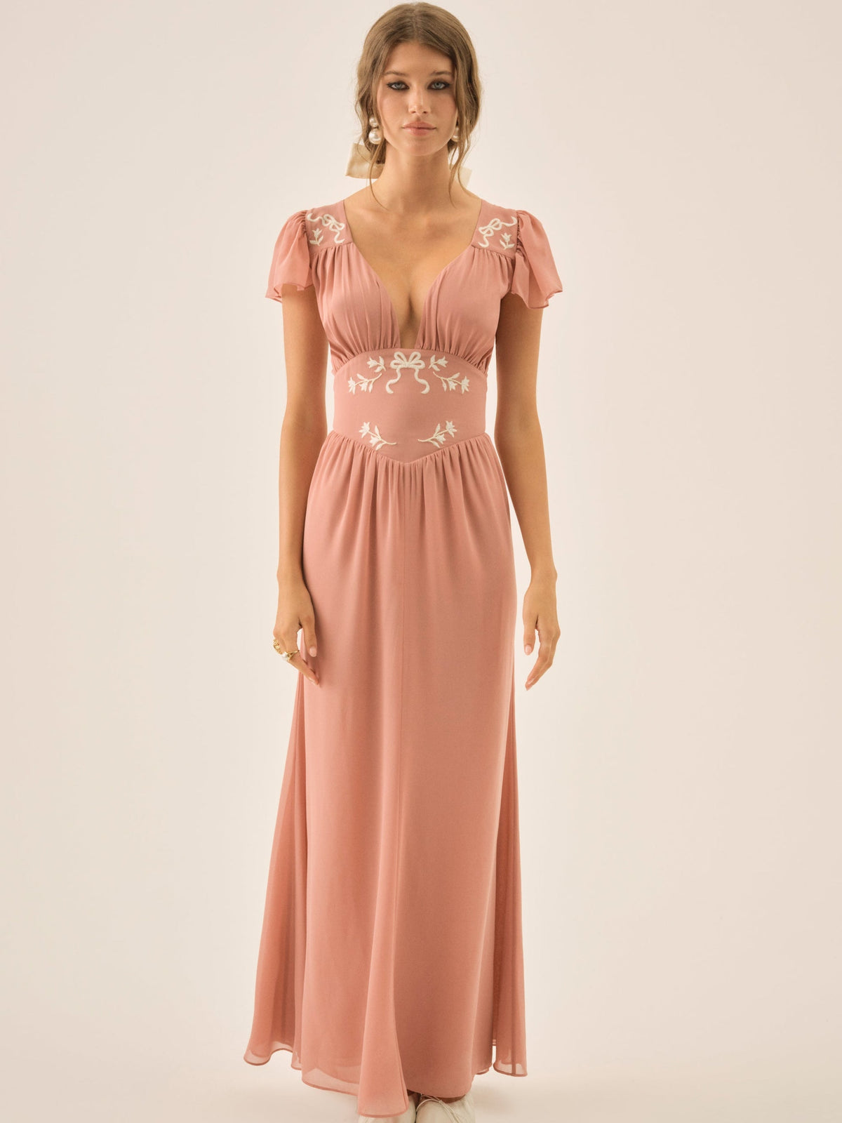 For Love & Lemons Emmie Chiffon Maxi Dress