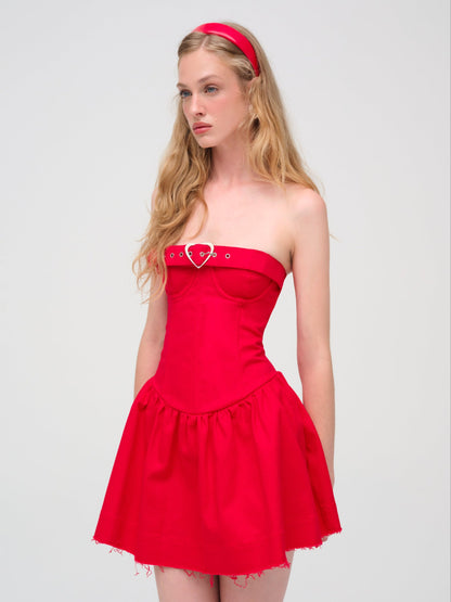 For Love & Lemons Lipstick Denim Mini Dress