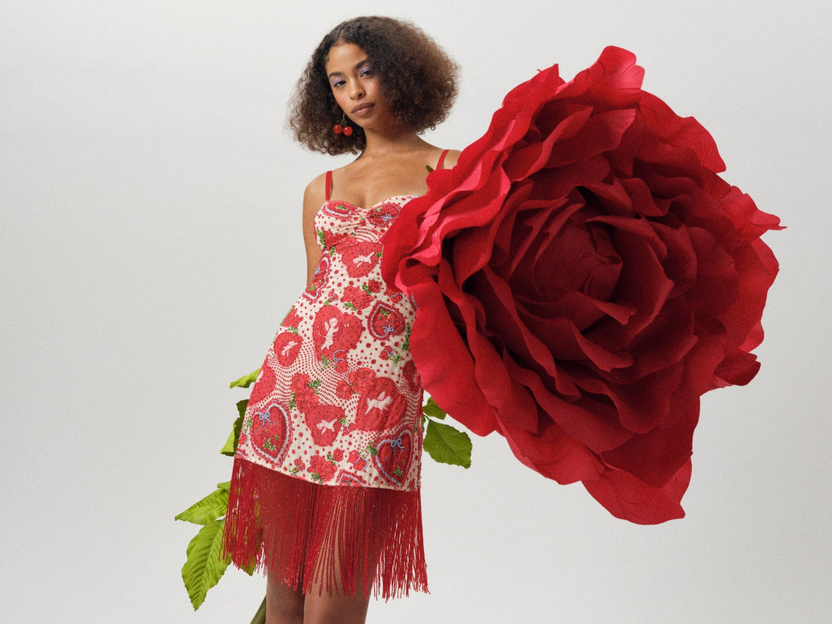 For Love & Lemons Cupid Beaded Dot Mini Dress
