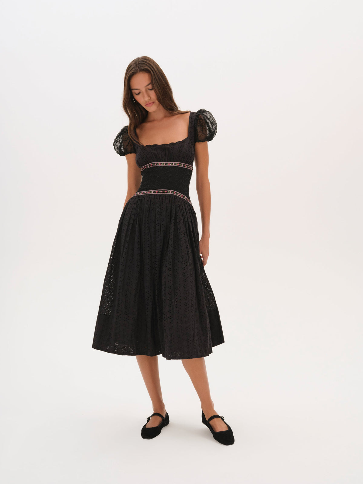 For Love & Lemons Verbana Eyelet Midi Dress