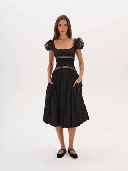 For Love & Lemons Verbana Eyelet Midi Dress