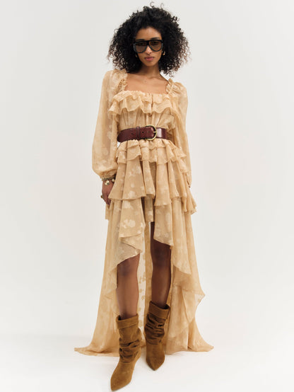 For Love & Lemons Colette Satin Burnout Maxi Dress
