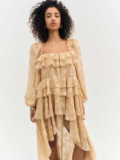 For Love & Lemons Colette Satin Burnout Maxi Dress