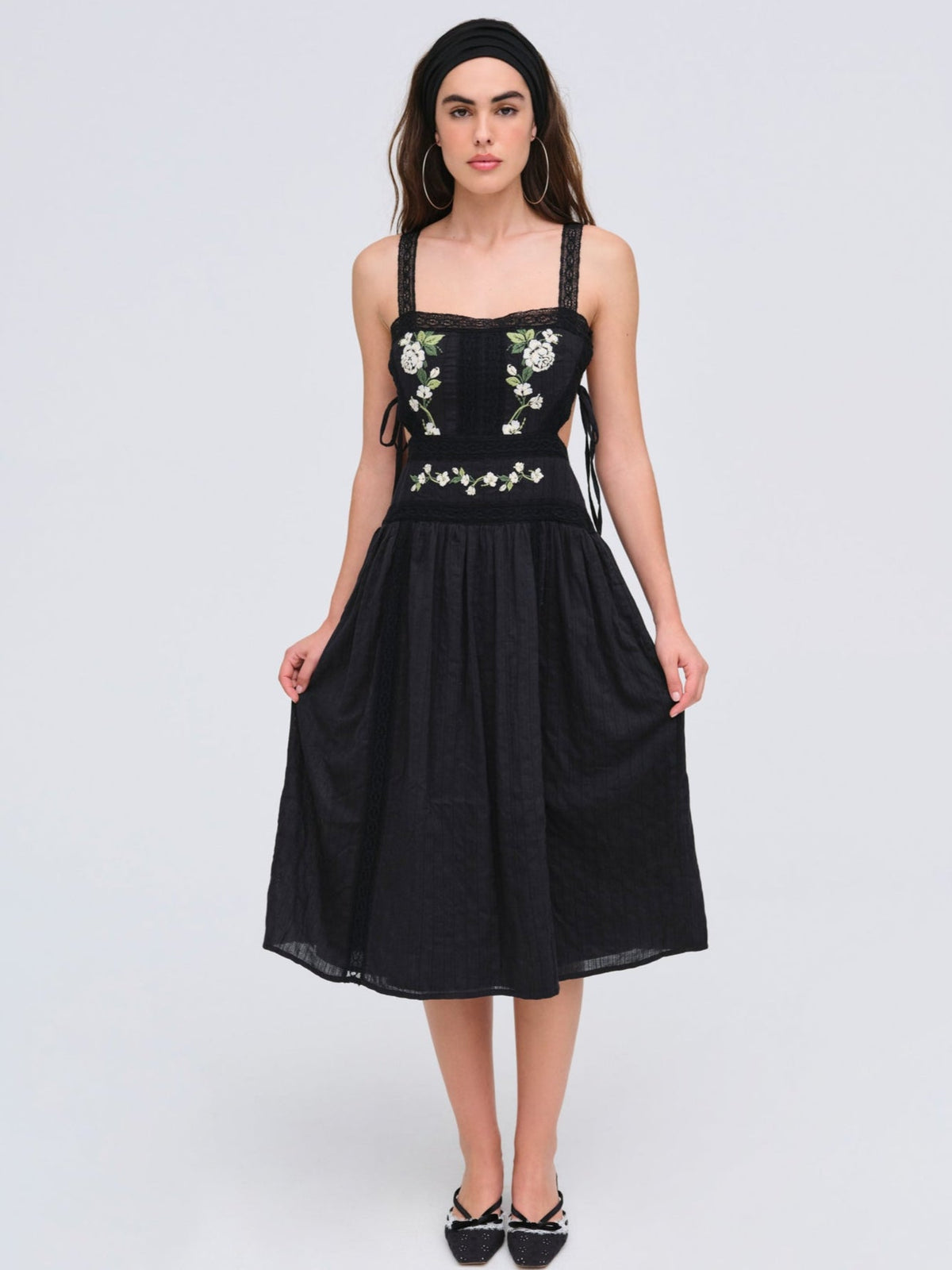 For Love & Lemons Jolene Embroidered Midi Dress