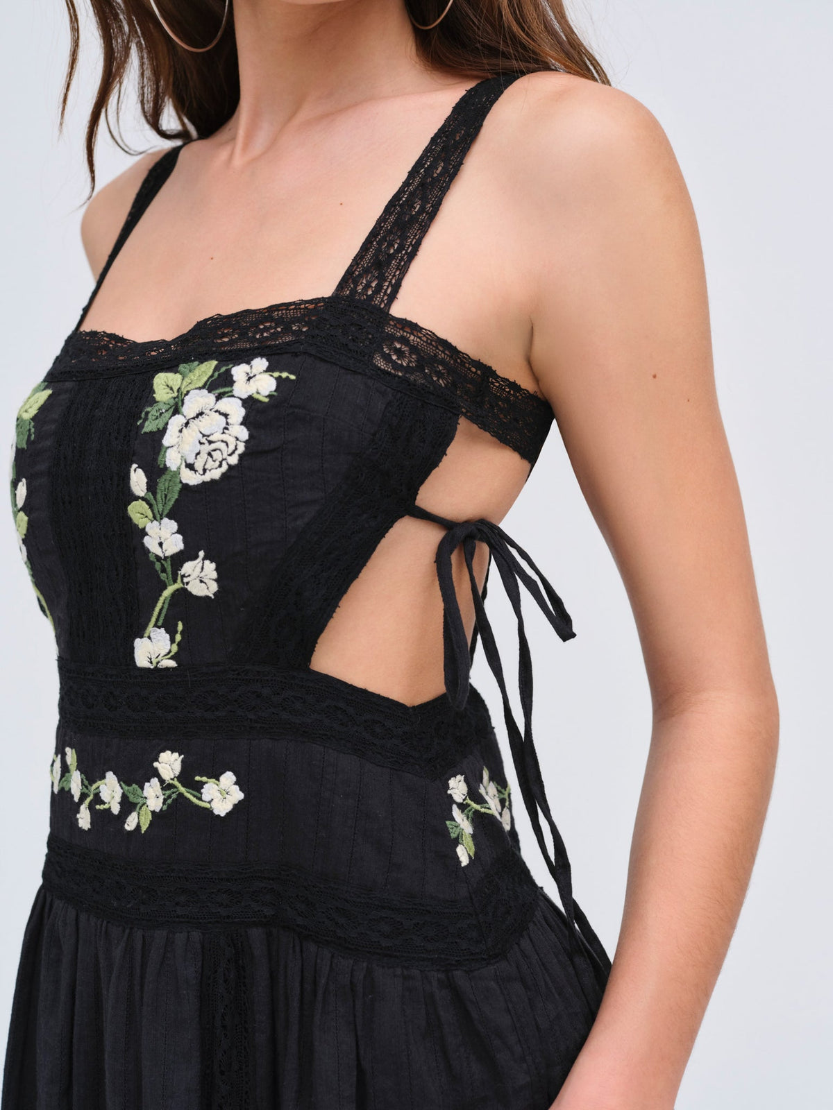 For Love & Lemons Jolene Embroidered Midi Dress