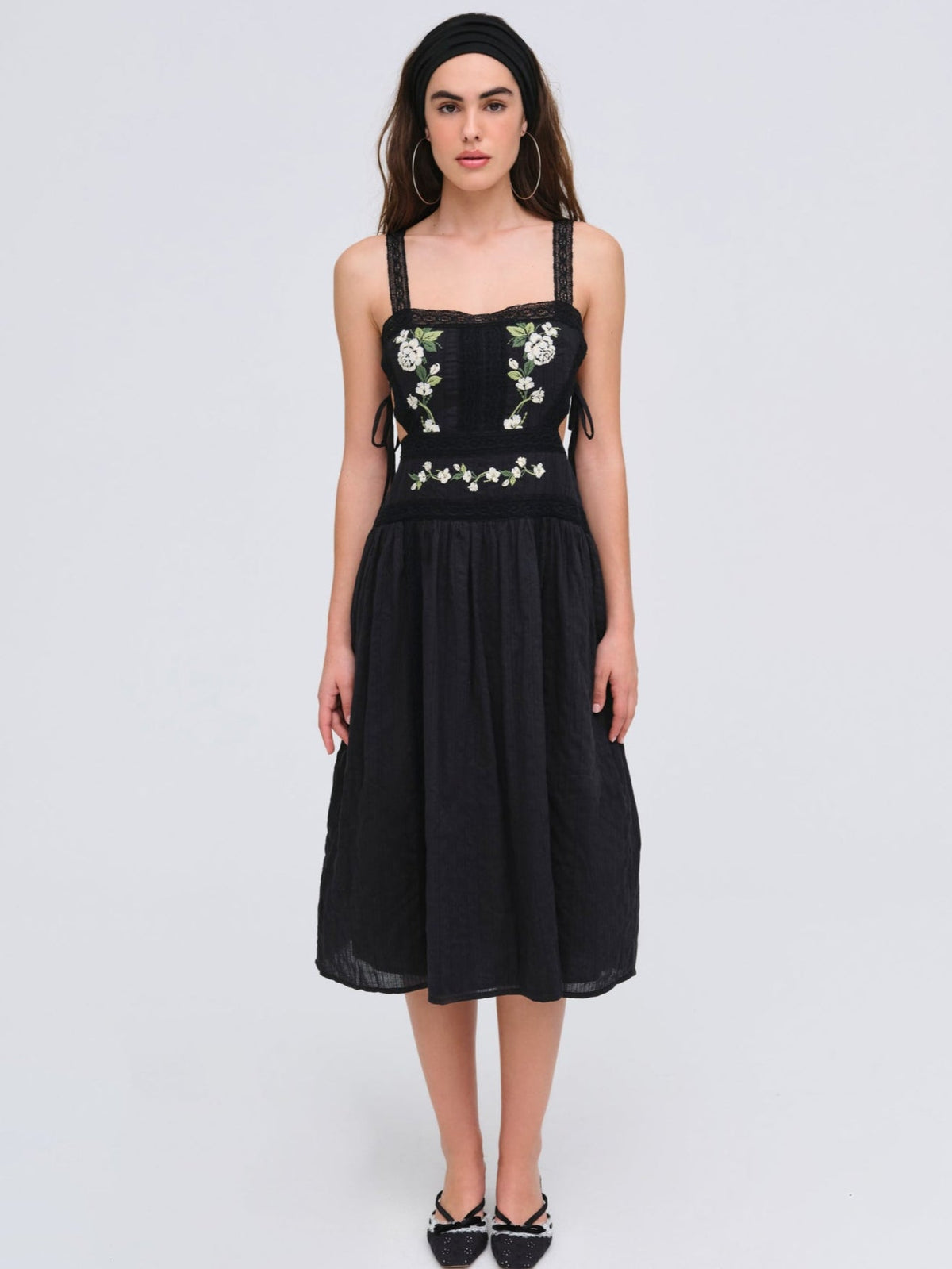 For Love & Lemons Jolene Embroidered Midi Dress
