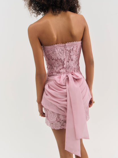 For Love & Lemons Claudia Rose Lace Micro Mini Dress