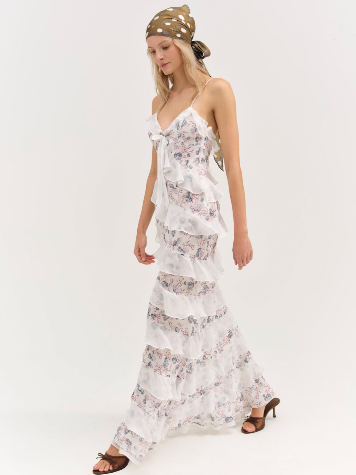 For Love & Lemons Debby Ruffled Maxi Dress