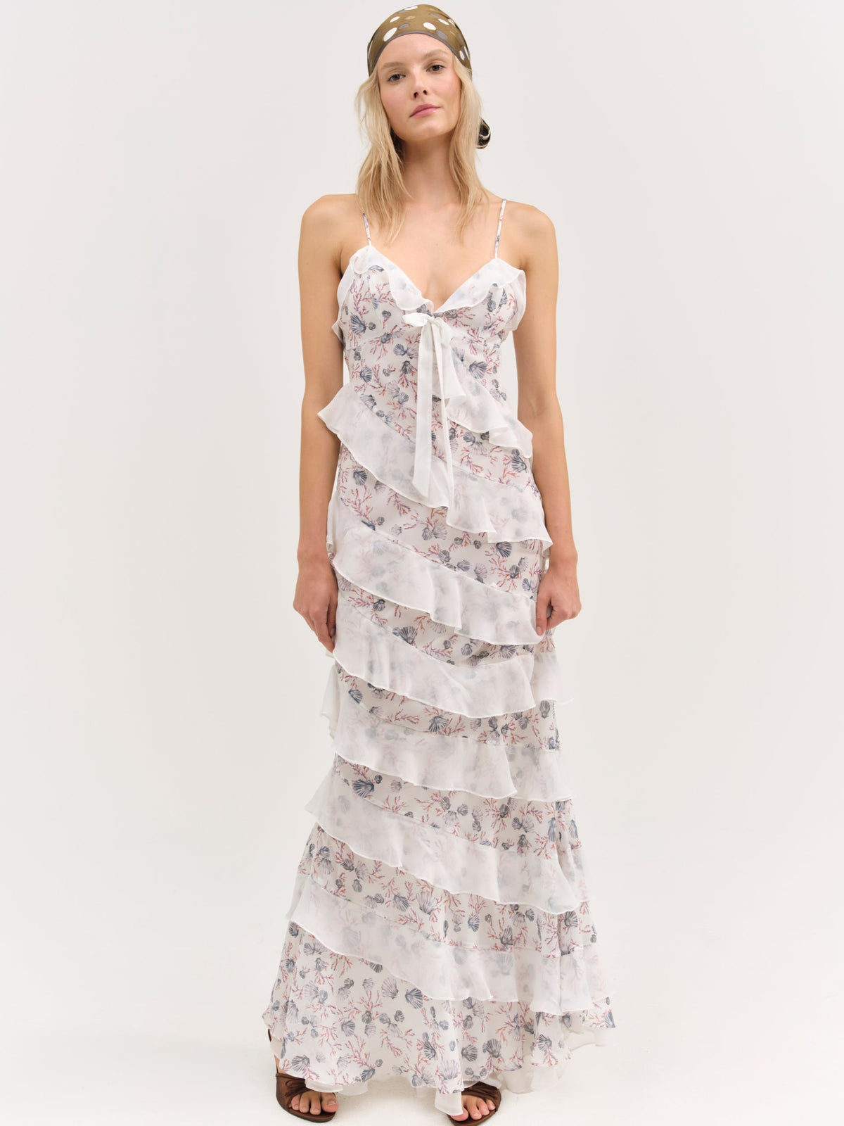 For Love & Lemons Debby Ruffled Maxi Dress