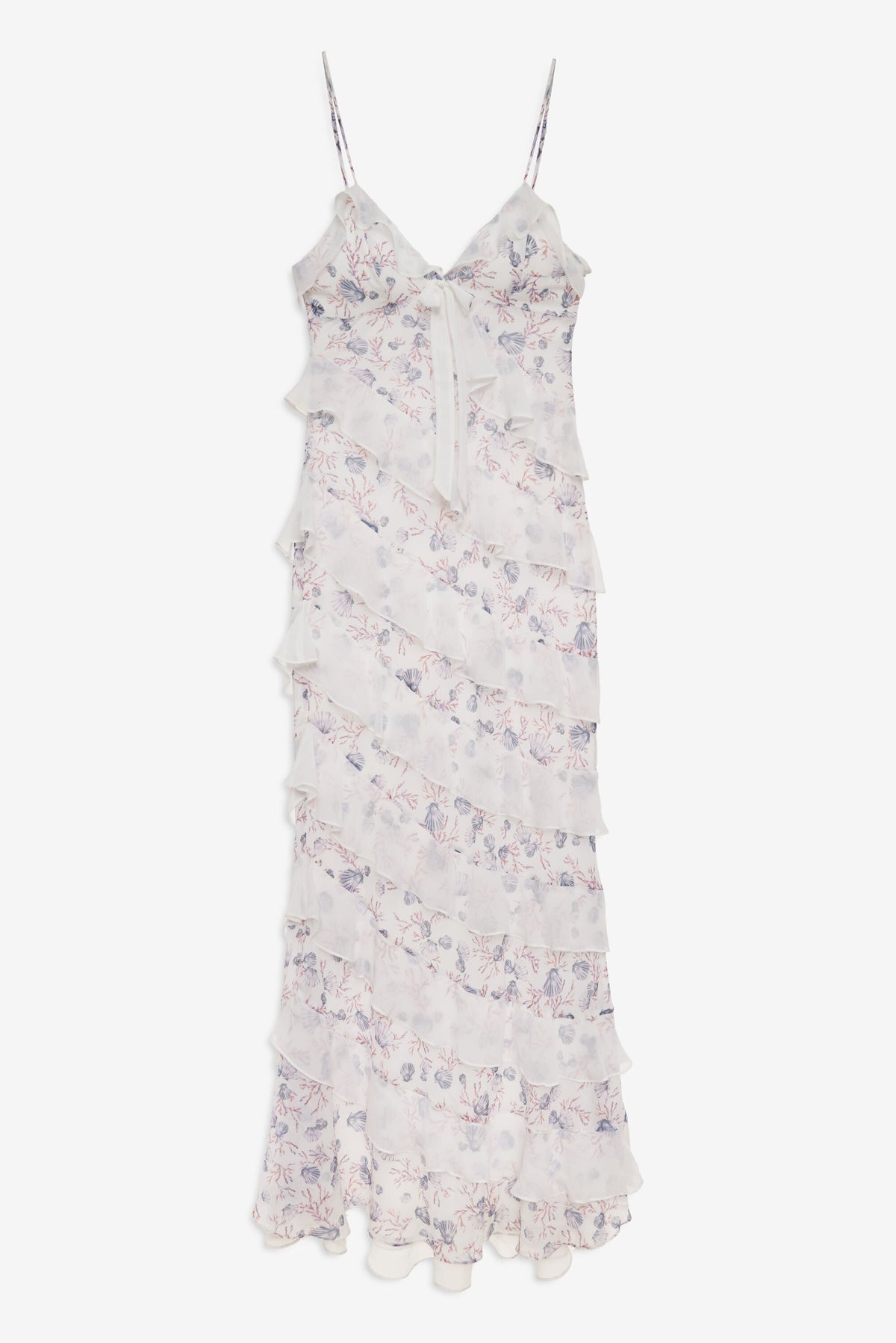 For Love & Lemons Debby Ruffled Maxi Dress