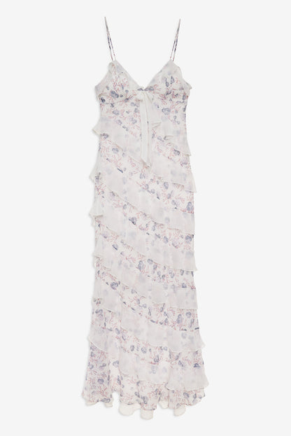 For Love & Lemons Debby Ruffled Maxi Dress