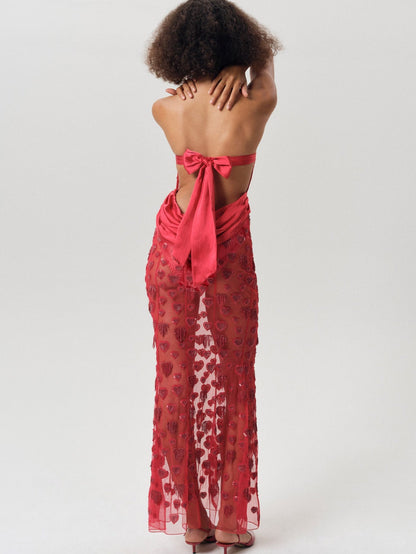 For Love & Lemons Fringe Hearts Maxi Dress