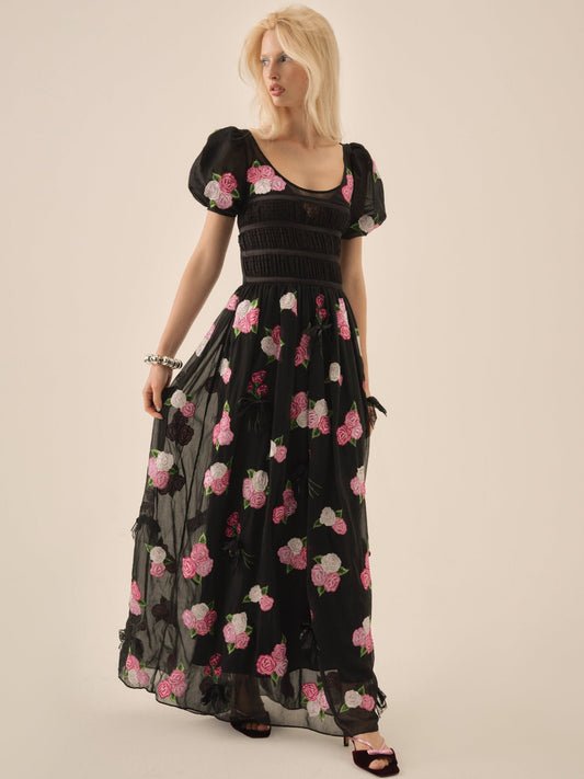 For Love & Lemons Midnight Garden Maxi Dress