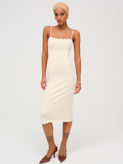 For Love & Lemons Sisi Scallop Knit Midi Dress