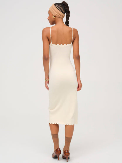 For Love & Lemons Sisi Scallop Knit Midi Dress