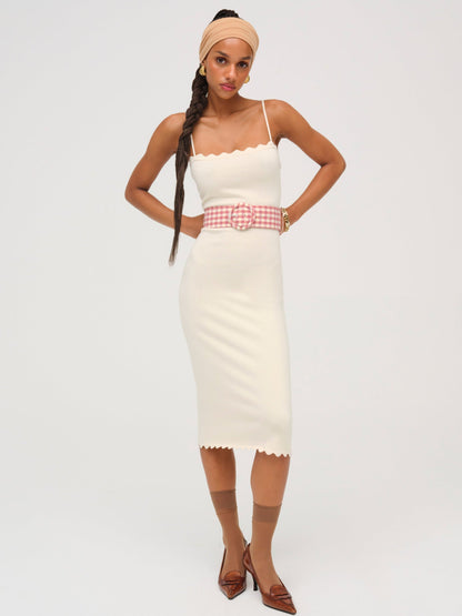 For Love & Lemons Sisi Scallop Knit Midi Dress