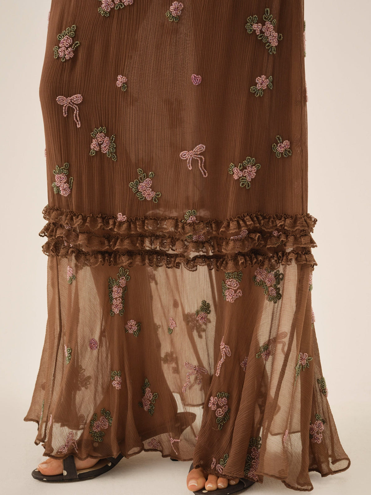 For Love & Lemons Beaded Garden Bow Maxi Dress