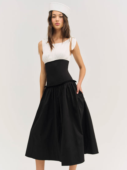 For Love & Lemons Helena Poplin Midi Dress