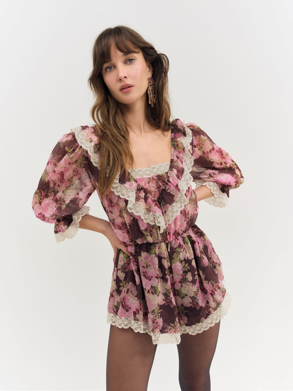 For Love & Lemons Adeline Floral Romper
