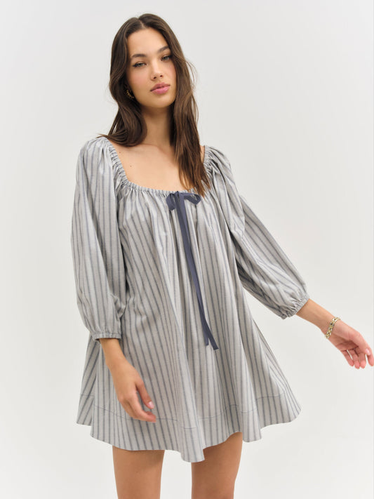 For Love & Lemons Linen Stripe Mini Dress