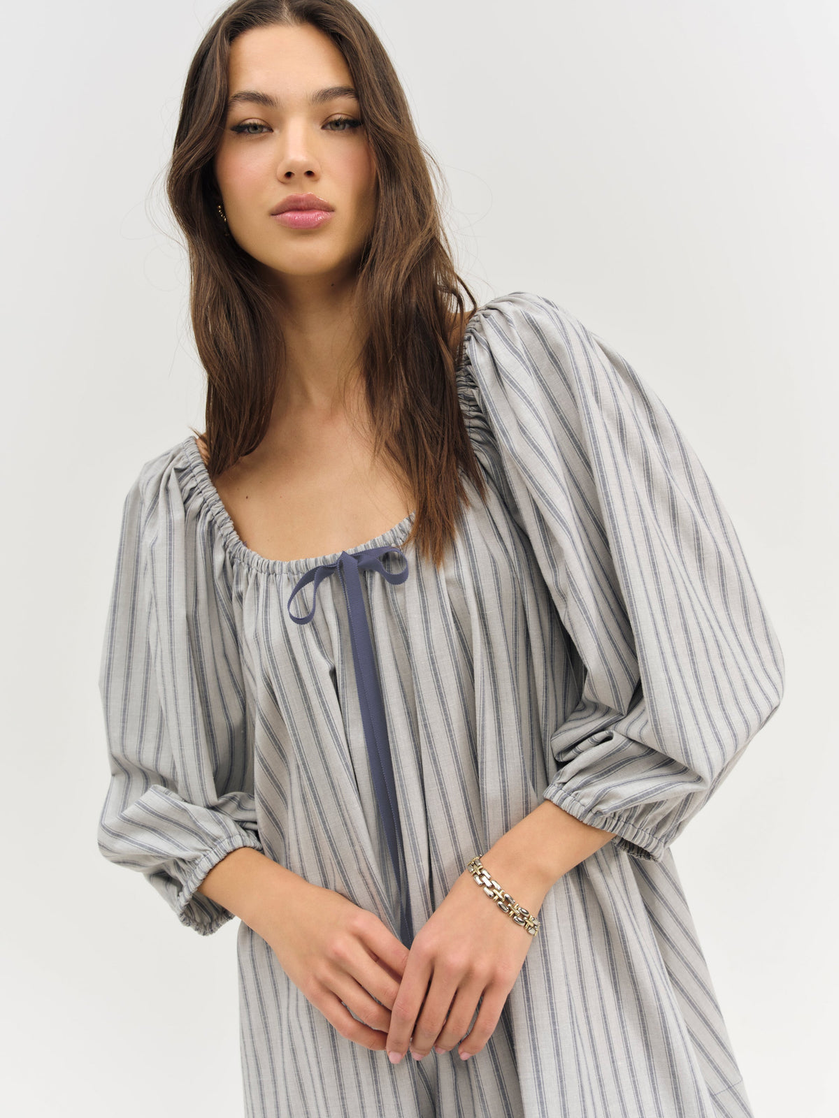 For Love & Lemons Linen Stripe Mini Dress