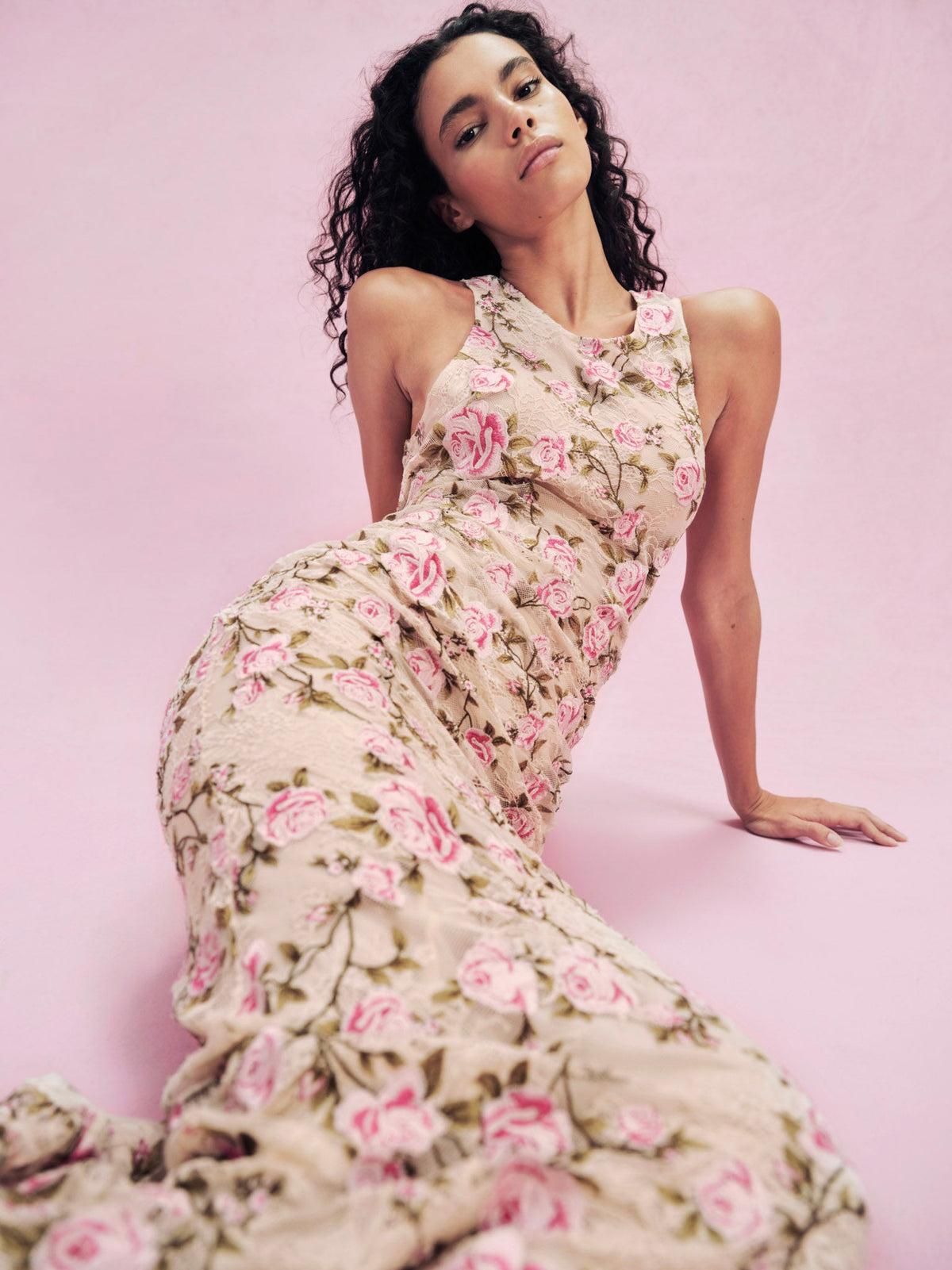 For Love & Lemons Esme Rose Embroidered Gown