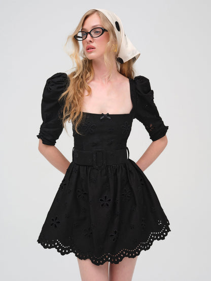 For Love & Lemons Daisy Eyelet Belted Mini Dress