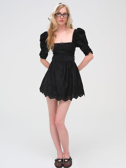 For Love & Lemons Daisy Eyelet Belted Mini Dress
