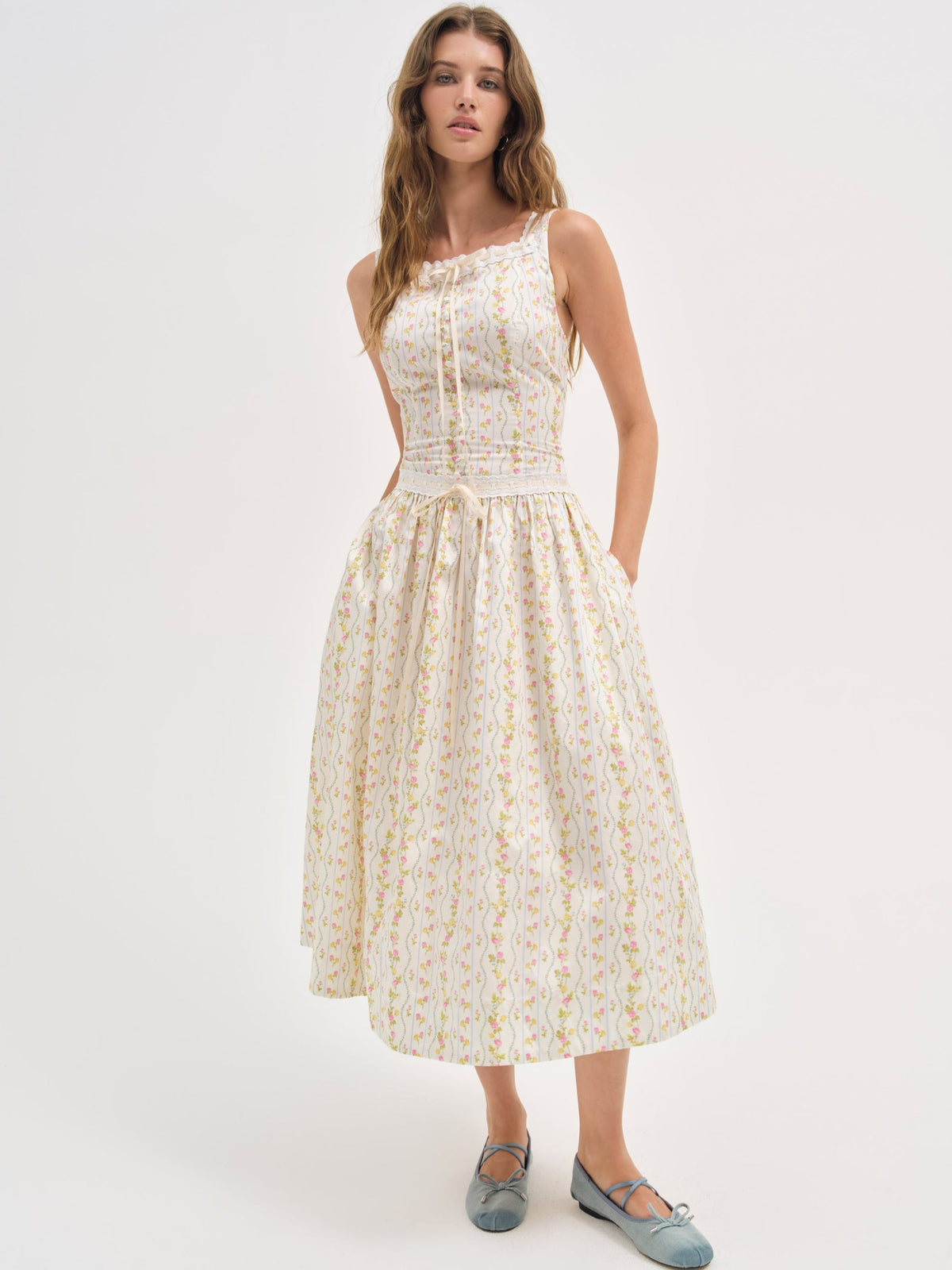 For Love & Lemons Brigitta Floral Midi Dress