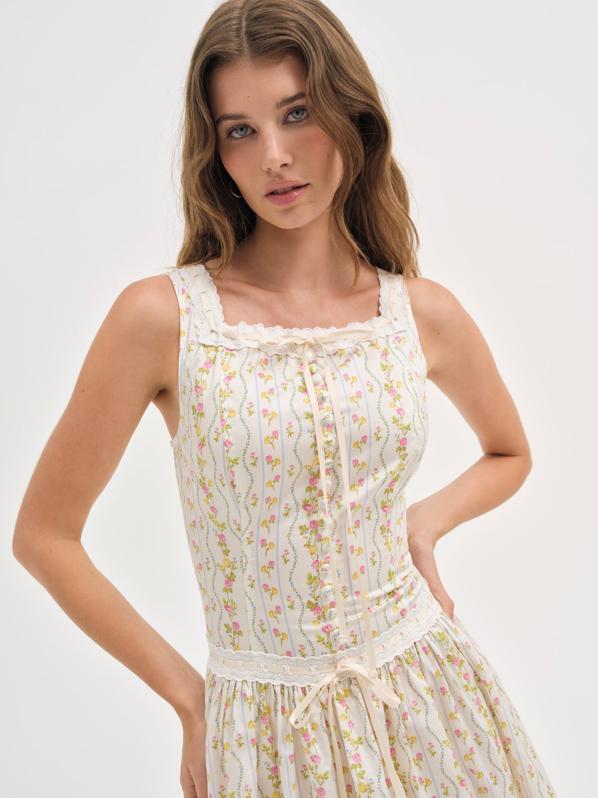 For Love & Lemons Brigitta Floral Midi Dress