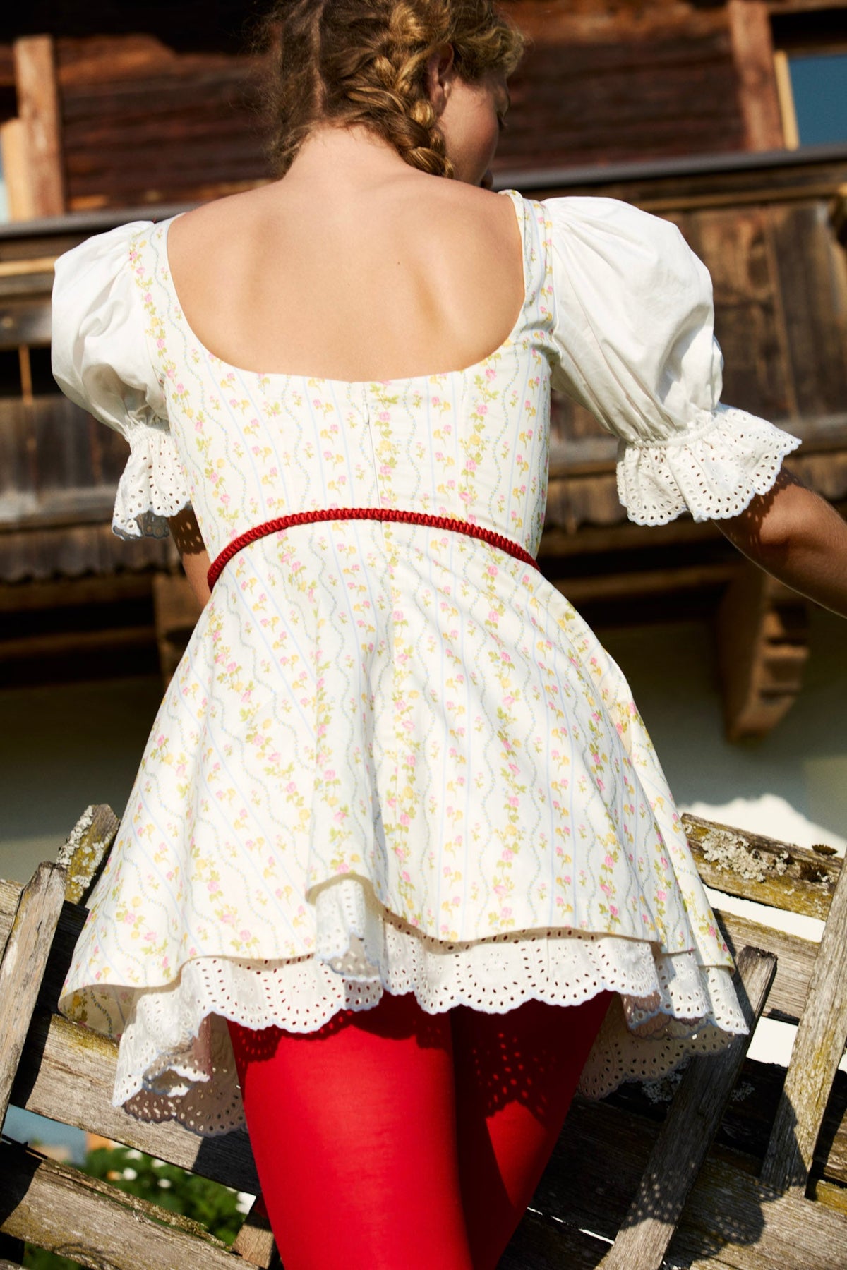 For Love & Lemons Brigitta Floral Short Sleeve Mini Dress