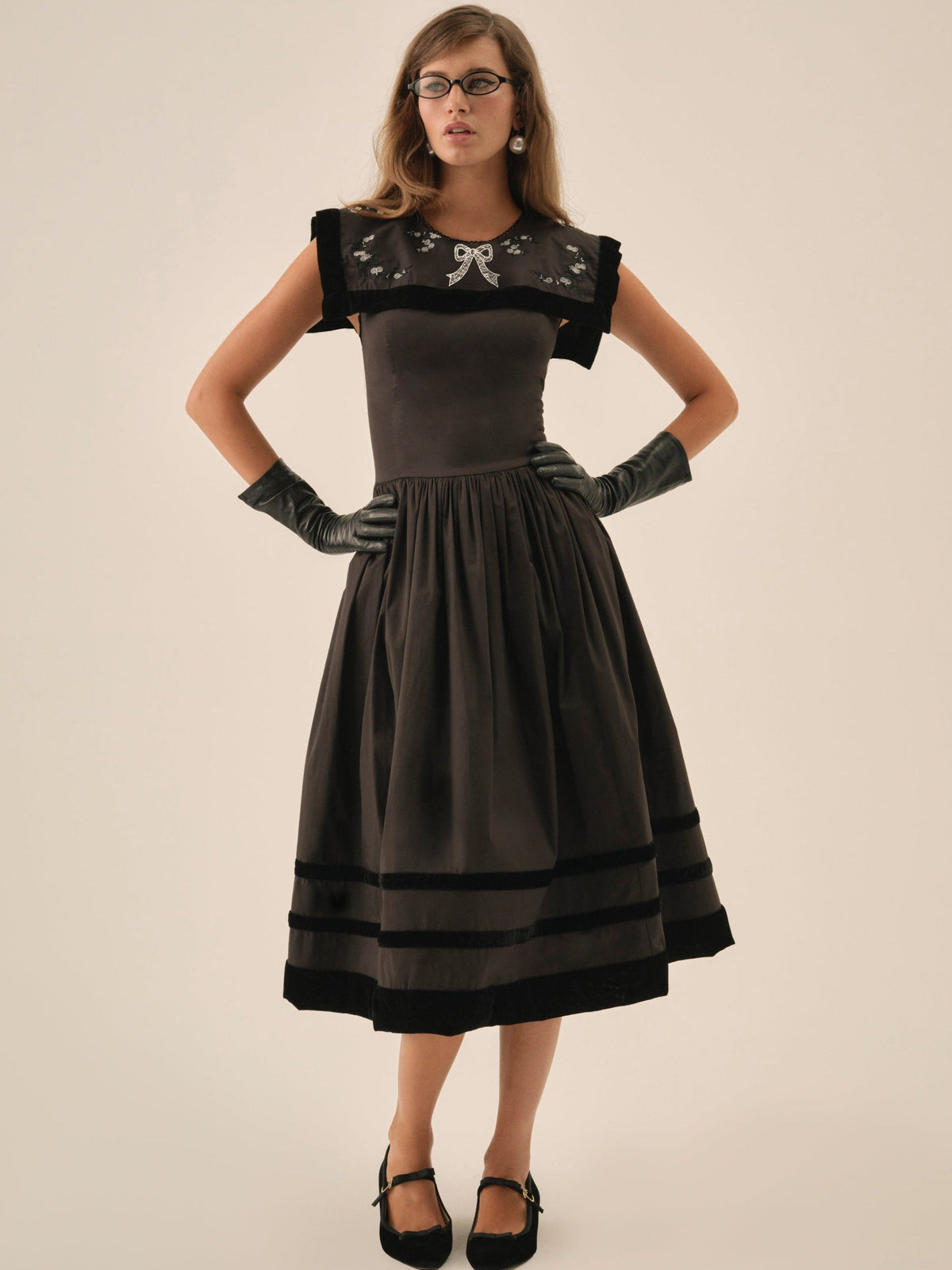 For Love & Lemons Train Station Poplin Midi Dress