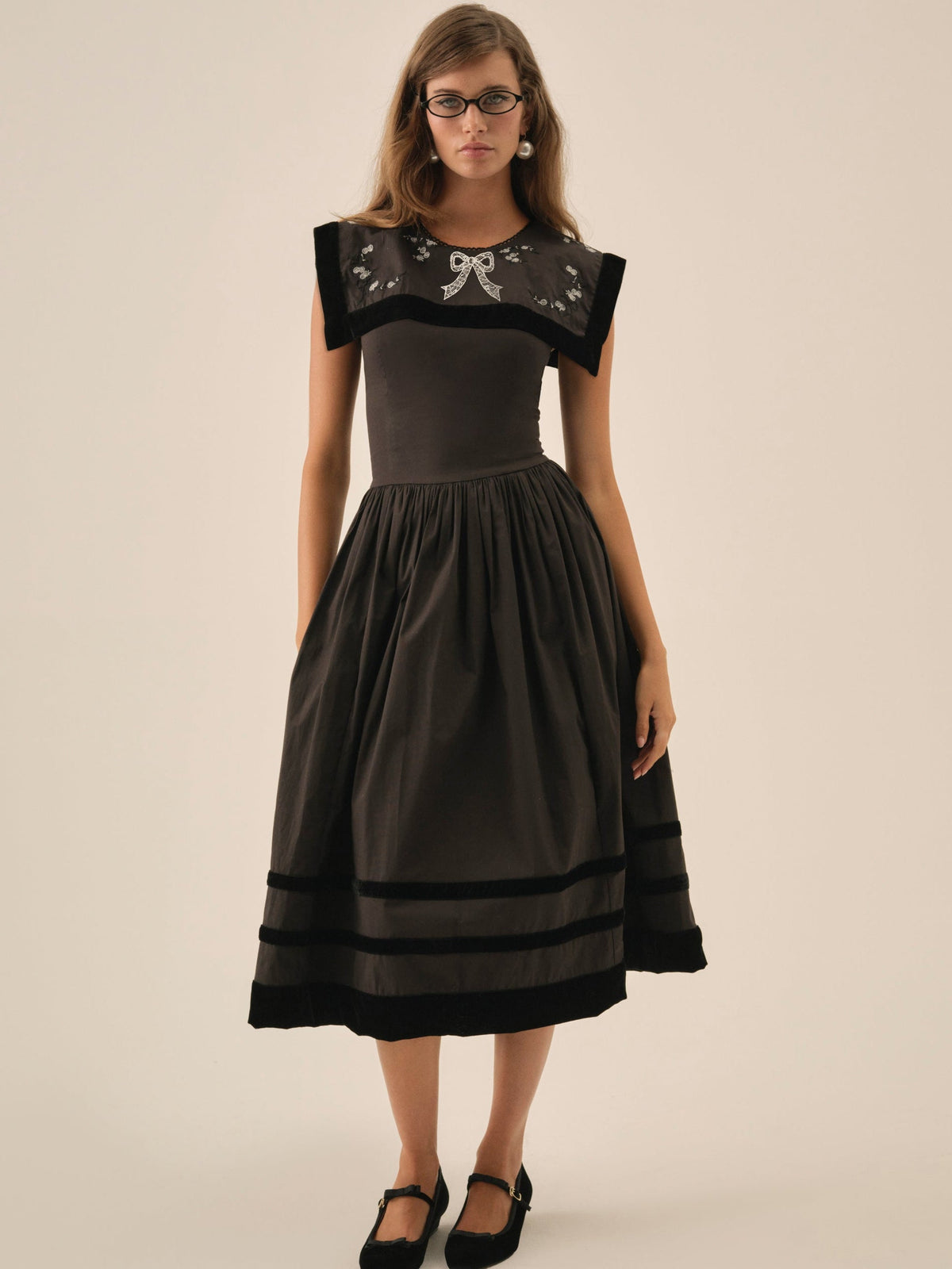 For Love & Lemons Train Station Poplin Midi Dress