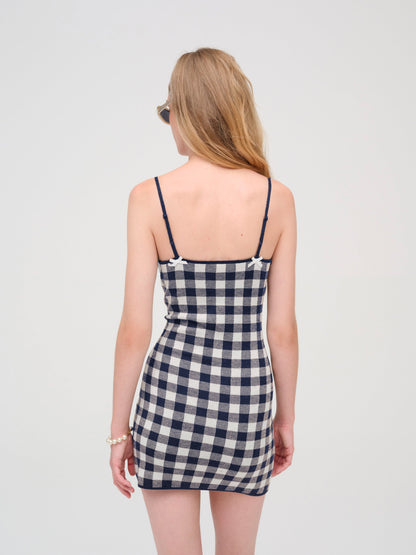For Love & Lemons Gingham Knit Mini Dress